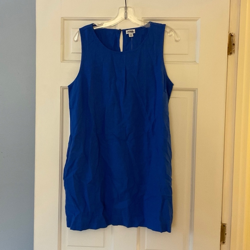 J.Crew Linen Blend Shift Dress Blue Size 12P Petite NWT Preppy Coastal Nautical